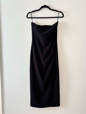 bec and bridge black velvet dress Francisca | Black Velvet Strappy Volume-Hem Midi Dress
